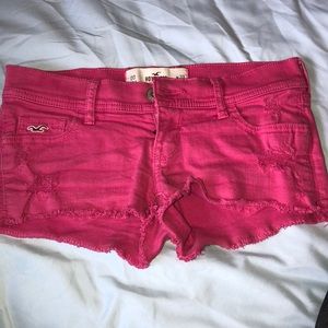 worn once hot pink Hollister jean shorts